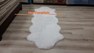 Yamalı Home Tavşan Tüyü Beyaz Post Halı 70x200 cm