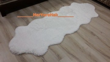 Yamalı Home Tavşan Tüyü Beyaz Post Halı 70x200 cm