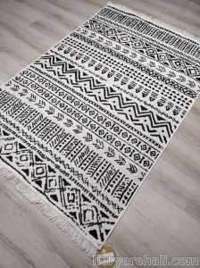 Eko Halı Arya Kilim AR03Black Siyah Gri Çift Taraflı Kilim 120x180 cm