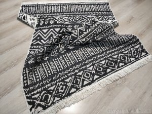 Eko Halı Arya Kilim AR03Black Siyah Gri Çift Taraflı Kilim 120x180 cm