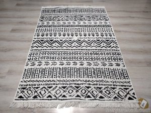 Eko Halı Arya Kilim AR03Black Siyah Gri Çift Taraflı Kilim 120x180 cm