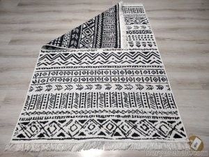 Eko Halı Arya Kilim AR03Black Siyah Gri Çift Taraflı Kilim 120x180 cm