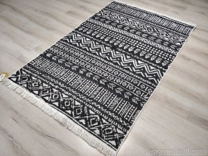 Eko Halı Arya Kilim AR03Black Siyah Gri Çift Taraflı Kilim 120x180 cm