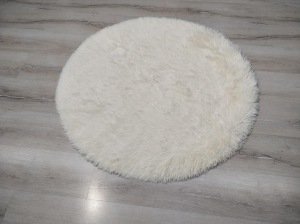 Doğuş Tavşan Tüyü Beyaz 100x100 cm Peluş Yuvarlak halı