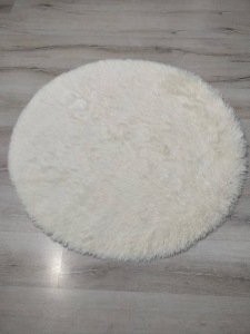 Doğuş Tavşan Tüyü Beyaz 100x100 cm Peluş Yuvarlak halı