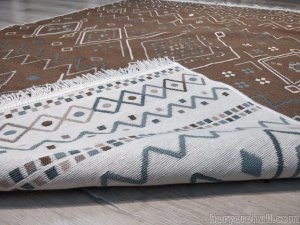 Eko Halı Arya Kilim AR05BejBlue Mavi Kahve Çift Taraflı Kilim 120x180 cm