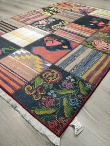Yamalı Home Savona 3607 Etnik Patchwork 120x165 cm Saçaklı Kilim