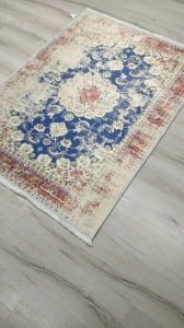 Yamalı Home Savona 3604 Sarı Mavi 120x165 cm Saçaklı Kilim