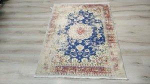 Yamalı Home Savona 3604 Sarı Mavi 120x165 cm Saçaklı Kilim