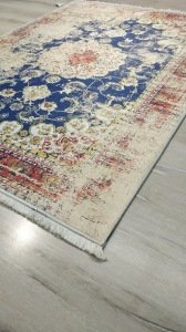 Yamalı Home Savona 3604 Sarı Mavi 120x165 cm Saçaklı Kilim