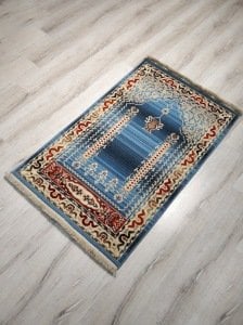 Saray Halı Uşak Namazlık Seccade USNZ2Mavi %100 Saf Yün 80x125 cm