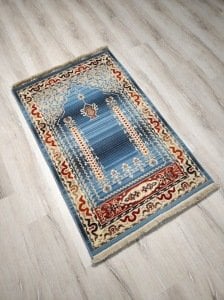 Saray Halı Uşak Namazlık Seccade USNZ2Mavi %100 Saf Yün 80x125 cm