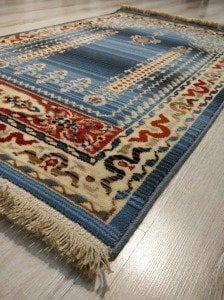 Saray Halı Uşak Namazlık Seccade USNZ2Mavi %100 Saf Yün 80x125 cm
