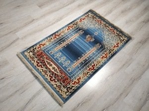 Saray Halı Uşak Namazlık Seccade USNZ2Mavi %100 Saf Yün 80x125 cm