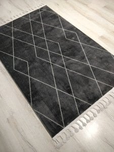 Eko Halı Urban URB02 Siyah Gri Kilim Desenli Halı 120x180 cm