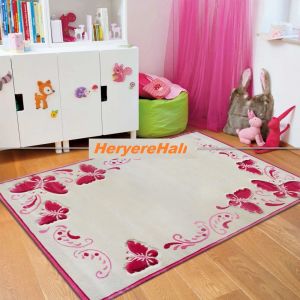 Tarz Antialerjik Çocuk Halısı 508Pembe Kelebek 120x180 cm