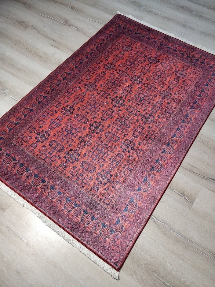 Yamalı Home 172Kırmızı-Kuka 110x160 cm Saçaklı Kilim