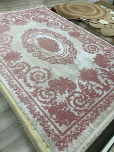Yhome Luxor 2724PembeBej 160x230 cm Saçaklı Salon Halısı