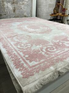 Yhome Luxor 2724PembeBej 160x230 cm Saçaklı Salon Halısı