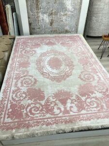 Yhome Luxor 2724PembeBej 160x230 cm Saçaklı Salon Halısı