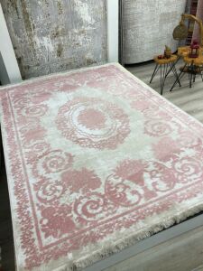 Yhome Luxor 2724PembeBej 160x230 cm Saçaklı Salon Halısı