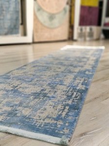 Türkmen Halı Pavia 1696A Mavi 80X300 cm İpeksi Salon Halısı