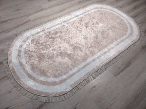 YamalıHome Style Touch MP6242OVAL-120X230  Açık Kahve Krem  Renkli Baskı Kilim 120X230 cm