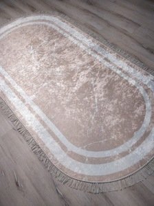 YamalıHome Style Touch MP6242OVAL-120X230  Açık Kahve Krem  Renkli Baskı Kilim 120X230 cm