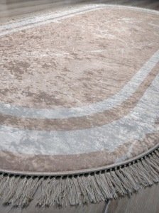 YamalıHome Style Touch MP6242OVAL-120X230  Açık Kahve Krem  Renkli Baskı Kilim 120X230 cm