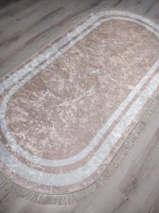 YamalıHome Style Touch MP6242OVAL-120X230  Açık Kahve Krem  Renkli Baskı Kilim 120X230 cm