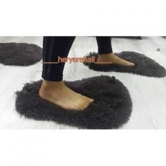 Yamalı Home Tavşan Tüyü Kahve 30x46cm 6'lı Ayak Paspası Seti