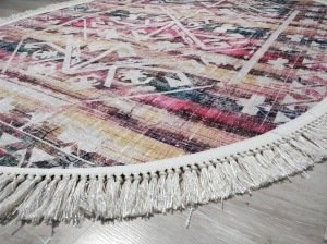 YamalıHome Angel 1342-02 Renkli Kilim Desen 120x180 cm Saçaklı Oval Kilim