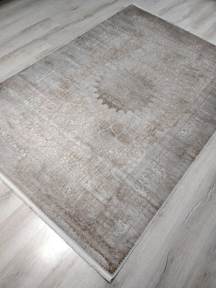 Yamalı Home Nazenin 1943 Vizon 160x230 cm Saçaklı Salon Halısı