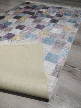 YamalıHome Style R3125 Renkli Kare 80x150 cm Baskı Kilim