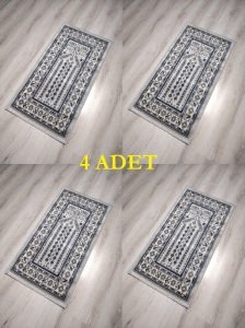 4 Adet Halı Sarayı Sihir Namazlık Seccade NM011 Gri 60x115cm