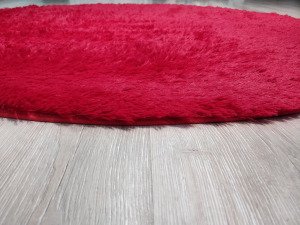 YamalıHome Tavşan Tüyü Kırmızı Peluş Post Halı 160x160 cm