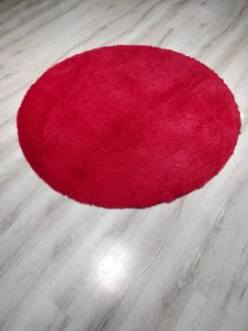 YamalıHome Tavşan Tüyü Kırmızı Peluş Post Halı 160x160 cm