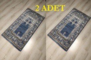 2 Adet Halı Sarayı Sihir Namazlık Seccade NM012 Mavi 60x115cm