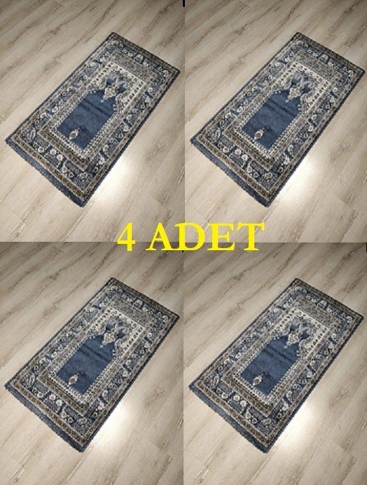 4 Adet Halı Sarayı Sihir Namazlık Seccade NM012 Mavi 60x115cm