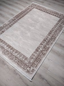 YamalıHome Bambu Halı 1033Krem Kahve 140x200 cm Pratik Halı