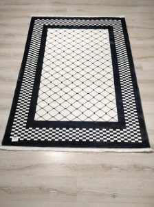 YamalıHome Bambu Halı 1032Siyah Beyaz 140x200 cm Pratik Halı