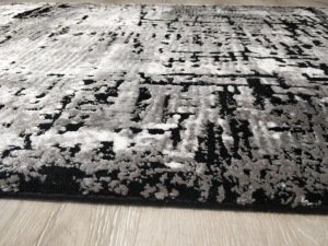 Yamalı Home  Black 1651 Siyah Beyaz Modern Halı 80x150 cm