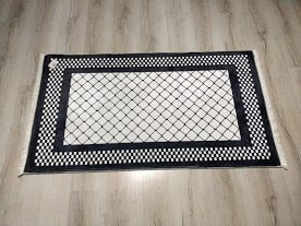 YamalıHome Bambu Halı 1032Siyah Beyaz 80x140 cm Pratik Halı