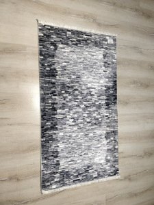 YamalıHome Bambu Halı 1029Siyah Beyaz 80x140 cm Pratik Halı