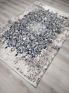 YamalıHome Bambu Halı 1023KremLacivert 140x200 cm Pratik Halı