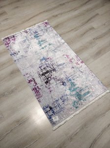 YamalıHome Bambu Halı B1026 Mürdüm Mavi 80x140 cm Pratik Halı