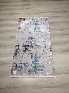 YamalıHome Bambu Halı B1026 Mürdüm Mavi 80x140 cm Pratik Halı