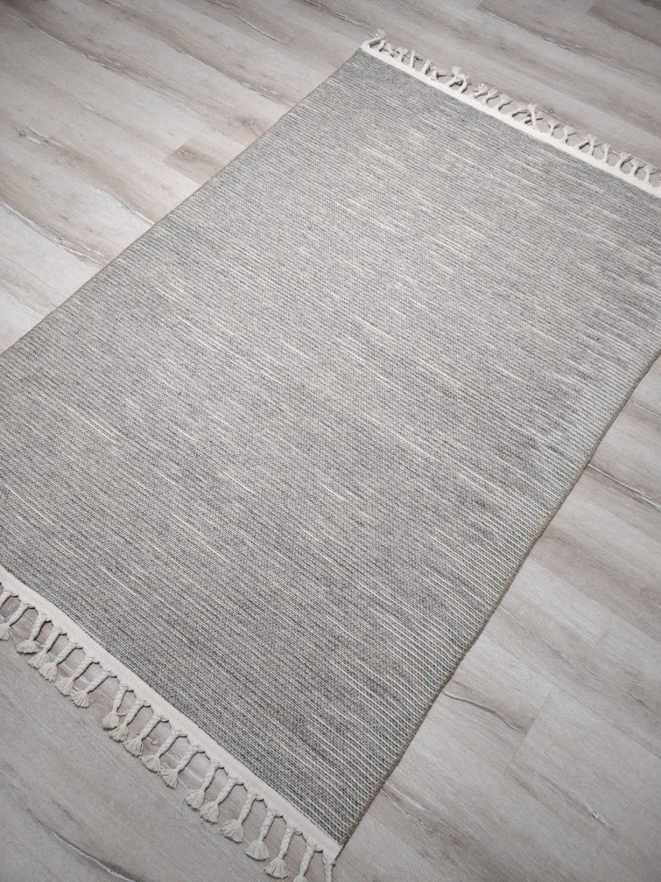 Tarz Wool 20-002Taş Vizon-Gri Yün Dokuma Kilim 110x170 cm