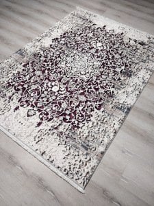 YamalıHome Bambu Halı 1024 Bordo Krem140x200 cm Pratik Halı