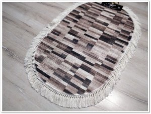 Yamalı Home Banyo Eva1620Kahve 2'li Klozet Takımı Oval Banyo Paspası